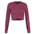thumbnail image 1 of CEHVOM T-Shirt Court Décontracté pour Femmes, Printemps Automne, à Manches Longues, Col Rond, Imprimé Patchwork, Liquidation, 1 of 3