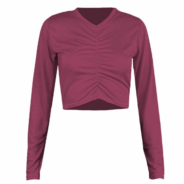 CEHVOM T-Shirt Court Décontracté pour Femmes, Printemps Automne, à Manches Longues, Col Rond, Imprimé Patchwork, Liquidation