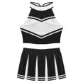 thumbnail image 4 of Vxuxlje Tenue d'Uniforme de Pom-Pom Girl pour Femmes Adultes, Haut Court Sans Manches, Mini Jupe Plissée, Noir G, 4 of 7