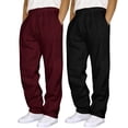 thumbnail image 2 of Men's Hip Hop Pants Mens Training Pants with Pockets Casual Solid Color Track Little Year Cuff Lace Up Workout Training Pants for Man Pants with Pocket 2 Foam Star Pcs, 2 of 3