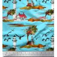 thumbnail image 1 of Soimoi Cotton Duck Fabric Lighthouse,Bird & Tree Nature Printed Craft Fabric by the Yard 56 Inch Wide, 1 of 1