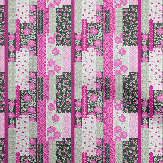 oneOone Cotton Poplin Twill Fuschia Pink Fabric Floral Craft Projects Decor Fabric Printed By The Yard 56 Inch Wide