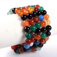 thumbnail image 2 of Bracelet Extensible Unisexe en Perles Rondes de 8 mm en Pierre Précieuse d'Agate Multicolore 7 Pouces, 2 of 3