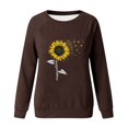 thumbnail image 4 of HKEJIAOI Chandail Graphique Tournesol Femme Manches Longues T-Shirt Décontracté Col Rond chandail Ample, c-Brun m, 4 of 4