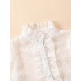 thumbnail image 4 of Faithtur Kid Girl Spring 2Pcs Outfit Swiss Dot Mesh Long Sleeve Button Shirt Tulle A-Line Skirt Set, 4 of 8