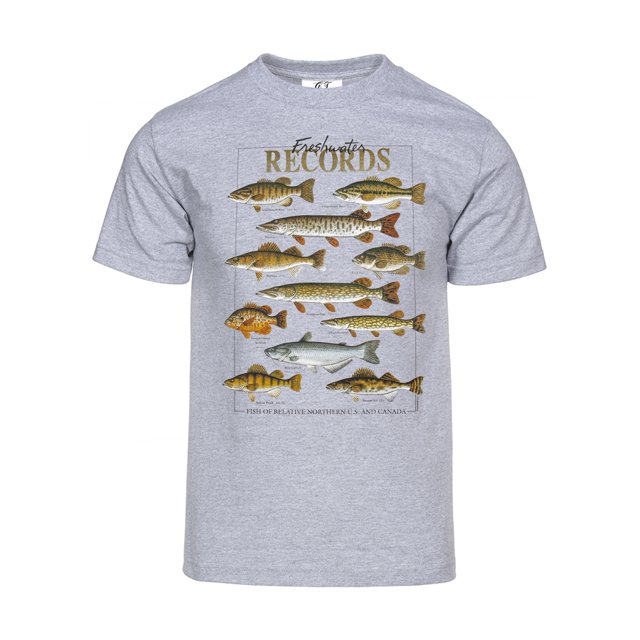 Gravity Trading T-Shirt à Manches Courtes pour Hommes Freshwater Records - Gris Chiné - 2TG