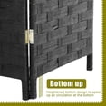 thumbnail image 3 of FDW 4-Panel Room Divider, Folding Privacy Screen Partition for Home Office, Mesh Woven Wood Design, Black, 3 of 7