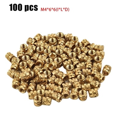 100 Pcs Écrous Filetés Auto-Clinquants en Laiton, Filetage Interne, Moletés