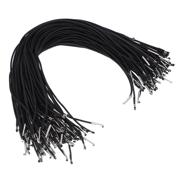Uxcell Elastic Barbed Cord Loop Stretch Round String with Metal Barb Fasteners for Hats Masks Menus 100 Pcs Black 13 in