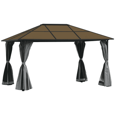 Outsunny Pavillon de Terrasse 10 Pieds x 13 Pieds Tente de Fête Chapiteau Abri Extérieur, Gris