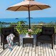 thumbnail image 3 of Costway 3PCS Outdoor Rattan Conversation Set Patio Garden Cushioned Sofa Chair Black, 3 of 9