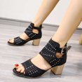 thumbnail image 5 of LSLJS Women's Été Nouveau Grand Format Bouche de Poisson en Strass à Talons Hauts Épais Sandals, Platform Sandals, 5 of 5