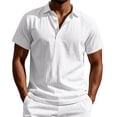 thumbnail image 3 of Txeol Limited Time Deal Mens Short Sleeve Shirts Casual Athletic Fit Button V Neck Tee Shirt Solid Color Basic Workout Muscle Tops,White,L, 3 of 10