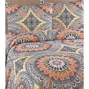 Royale Home Agra Duvet Cover Set, King, Peach