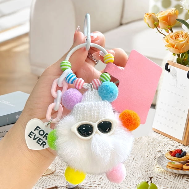 Mini Stuffed Animal Keychain Soft Plush Toy With Embroidered Eyes