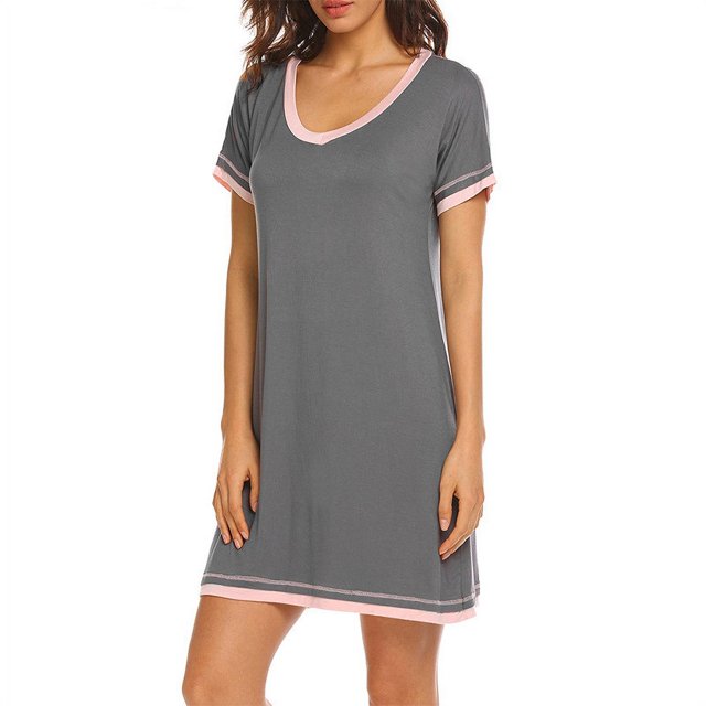 Gspmoly Robes pour Femmes, Mode Femme Manches Courtes Décontractée à Empiècements, Chandail Ample pour la Maison, Robe de Nuit, Robes de Vacances pour Femmes jusqu'à 65 % de Rabais