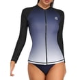 thumbnail image 1 of Rash Guard Shirt for Women Zip Front Long Sleeve Sun Protection Swimwear Tops, 1 of 6