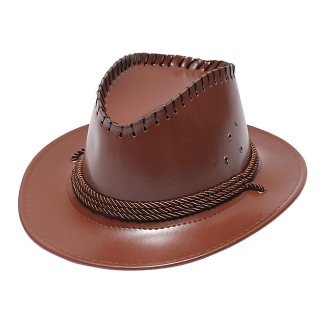 Chapeau de Cowboy Western Uni pour Adulte, Protection Solaire, Chapeau Coupe-Vent en Cuir