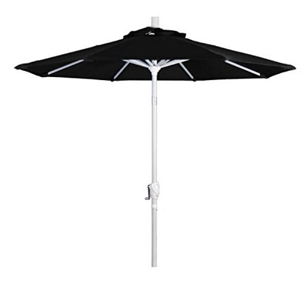 Parasol de Marché en Aluminium de 7,5 Pieds à Inclinaison par Pression Blanc Mat/soleil/noir