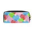 thumbnail image 3 of Leather Portable Travel Small Makeup Bag, Multifunctional Storage Bag, Colorful Love Lines Pencil Case, 3 of 4