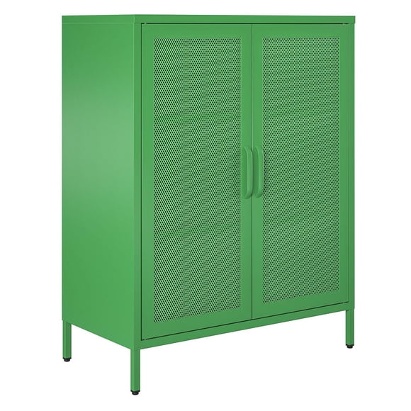 Channing 2 Door Accent Cabinet-Mesh Metal Locker, Navy