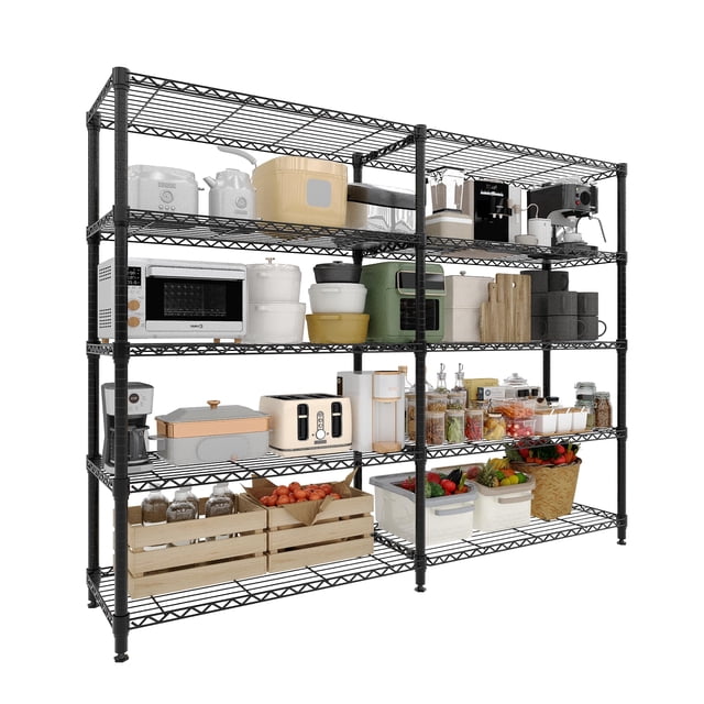 EDTara Étagère Métallique, Rack de Rangement en Fil Métallique Robuste avec Design en L et Tablette Ajustable, Parfait pour Organiser la Maison, le Garde-Manger Ou les Espaces d'Entrepôt