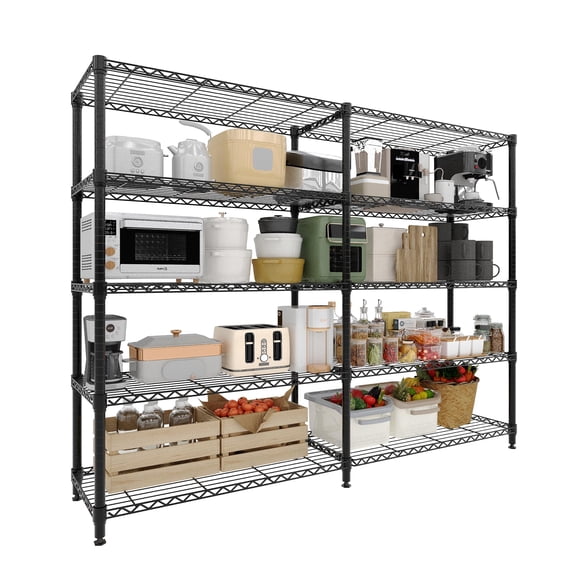 Metal Storage Shelves – Heavy Duty 5-Tier Wire Shelving – Adjustable Shelves – Garage, Pantry, Kitchen & Commercial – 70.8x15.8x70.5"