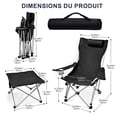 thumbnail image 3 of 3 in 1 Reclining Camping Chair, Outdoor Camping Lounge Chair with Adjustable Backrest for Adults, Folding Chair and Side Table, Detachable Pillow, 3 of 9