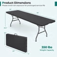 thumbnail image 2 of Costway 8 ft Portable Folding Table with HDPE Tabletop Safe Lock Mechanism Carrying Handle Black, 2 of 5