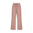 thumbnail image 4 of Women Comfortable High Waisted Wide Leg Pants Drawstring Elastic Trousers Comfy Straight Leg Long Pants With Pockets, 4 of 5