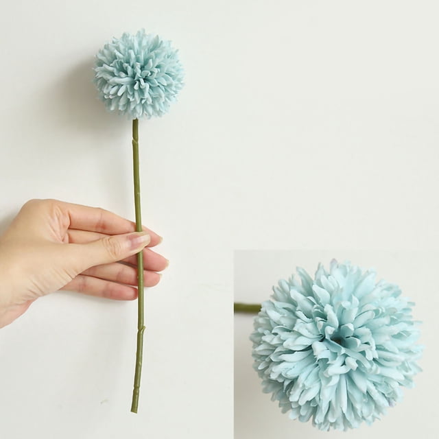 Faux Hydrangea Ball Simulation Hydrangea Bouquet Fake Silk Flower Ball Chrysanthemum For Dining Table Living Room Home Decoration Blue