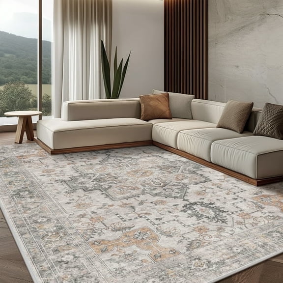 Kueth CAR1005-LTB-8X10-WAL-R Tapis Vintage d'Intérieur Ultra Mince 8'x10 Pieds