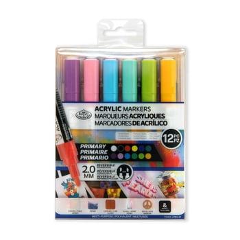 Royal & Langnickel Marqueurs à peinture acrylique, 2 mm, couleurs assorties, ensemble de 12