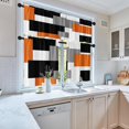 thumbnail image 3 of Orange Kitchen Curtains Black Grey Window Curtains Valance and Tier Set 36 Inch, White Modern Rod Pocket Short Tier Curtain for Bathroom, Abstract Art Small Cafe Curtains for Window Decor, 3 of 5