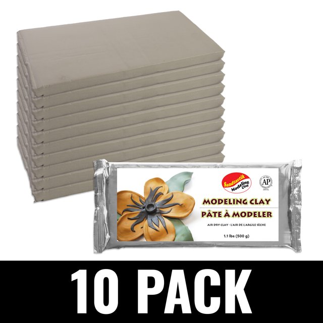 Sandtastik Pâte à Modeler à Séchage à l'Air 1,1 lb Lot de 10 (11,1 lb) - Blanc