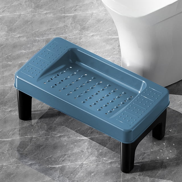 Toilet Step Stool for Squatting, Plastic Footrest with Foldable, Stackable Design, Non-Slip, Versatile Potty Assistance for Home and Bathroom Use, White/Gray/Blue, 40x22x17 cm