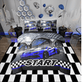 thumbnail image 1 of Erosebridal Literie Voiture de Course Bleue Format Grand, Ensemble de Lit Géométrique Buffalo Format Grand, Décoration Sports Extrêmes, Réversible, Léger, 7 Pcs, 1 of 1