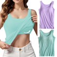 thumbnail image 2 of Womens Cotton Camisole Adjustable Camisole With Frame Bra Stretch Undershirt, 2 of 6