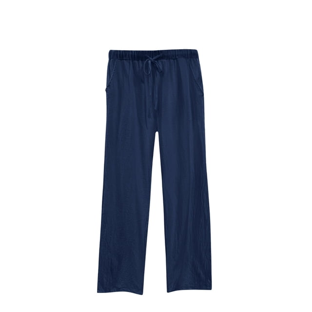 Timegard Plus Size Pants for Women Elastic Waist Drawstring Straight Leg Lounge Pants with Pockets
