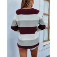 thumbnail image 2 of Tralilbee Women Long Sleeve Crew Neck Pullovers Stitching Color Loose Knitted Sweaters, 2 of 6