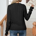 thumbnail image 4 of Mrat Chandails pour Femme pour l'Hiver Chandail à Col Rond pour Femme Mode Décontractée Chandail à Manches Longues Tricot Manches Longues Chandail d'Automne S-179 Noir G, 4 of 5