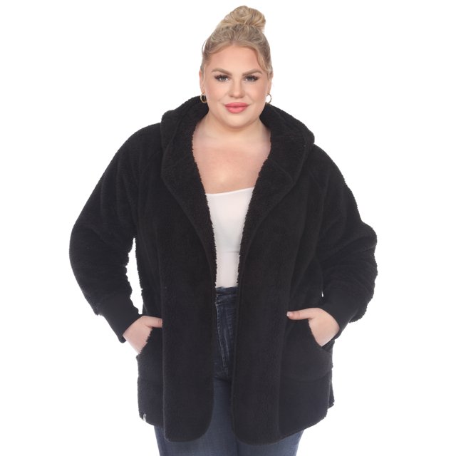 White Mark Cardigan à Capuchon en Peluche pour Femmes avec Poches