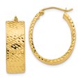 thumbnail image 1 of 14K Yellow Gold Diamond Cut Oval Hoop Earrings, 1 of 3