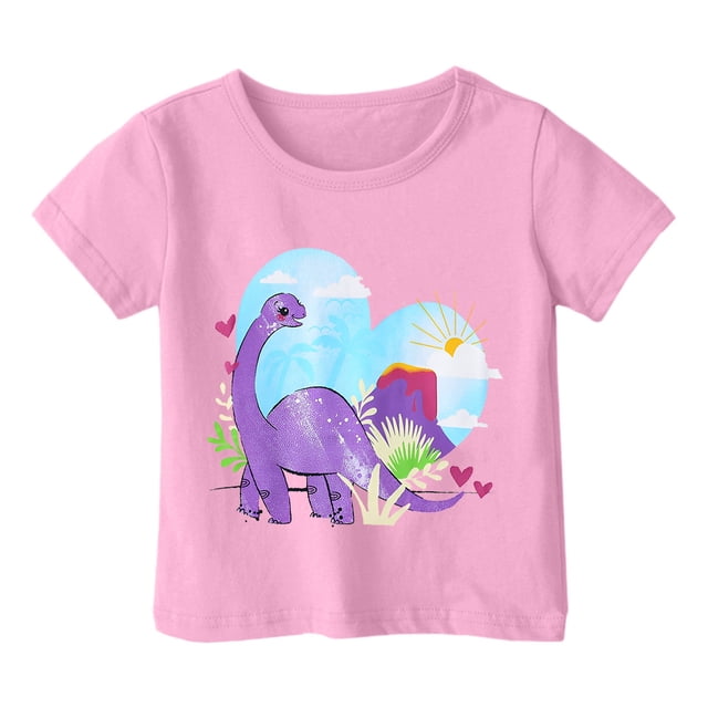 Chandails pour Filles Mignons Dessin Animé Manches Courtes Chandails pour Filles Col Rond Tenues d'Été pour Tout-Petites Filles T-Shirts pour Filles 4-5 Ans Tenue pour Fille