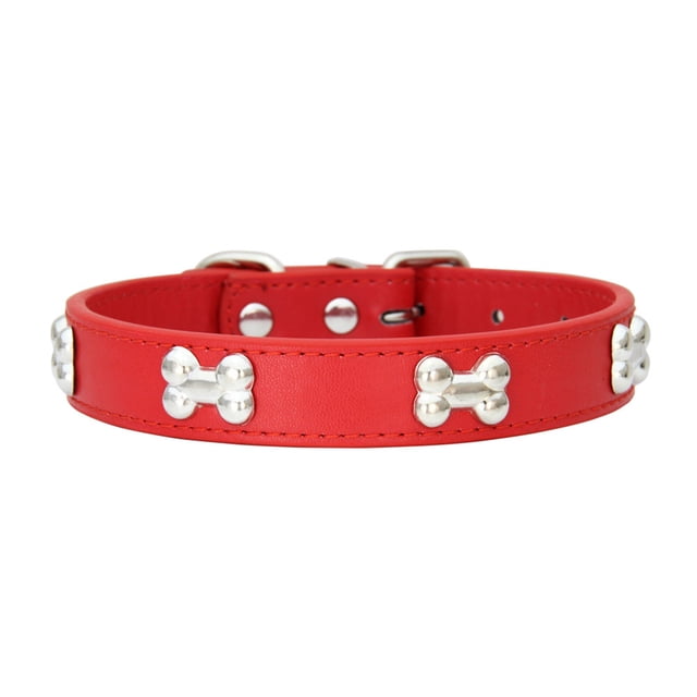 Youkk Stylish PU Cat Collar With Adjustable Buckles And Durable Multiple Sizes Available Dogs Collars red 1.5*30cm 1Set