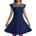thumbnail image 1 of Robes d'Été Décontractées pour Filles Robe de Fête pour Enfants Manches à Volants en Maille Design en Ligne avec Poches pour 4 à 11 Ans, 1 of 4