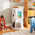thumbnail image 2 of Costway Kids Rotating Bookshelf 2 Tier Freestanding 360° Revolving Display Storage Rack White, 2 of 10