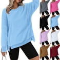 thumbnail image 1 of Horkkom Chandails à Col Rond pour Femmes, Veste en Molleton Décontractée, Chandail à Enfiler à Col Rond, Blouse Duveteuse, Hauts à Manches Longues, Chaud, Épais, Manteaux d'Automne et d'Hiver, Chandail, 1 of 8