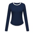thumbnail image 5 of Timegard Hauts de Sortie pour Femmes Col Ras du Cou Manches Longues Couleur Unie Ajusté Confortable Hauts Courts Décontractés Mode, 5 of 5