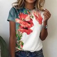 thumbnail image 1 of Débardeurs d'Été Grande Taille pour Femmes, Décontractés, Amples, à Imprimé Floral, Col Ras du Cou, T-Shirts à Manches Courtes Imprimés, Hauts, T-Shirt à Col en V pour Femmes en Liquidation, 1 of 8